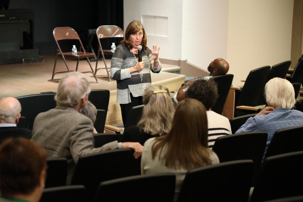 diane bloom speaking to durham tech crowd
