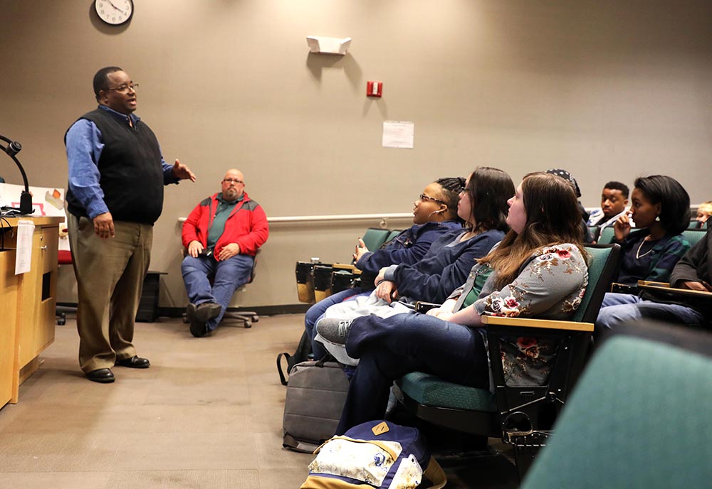 eric mcray speaks to students