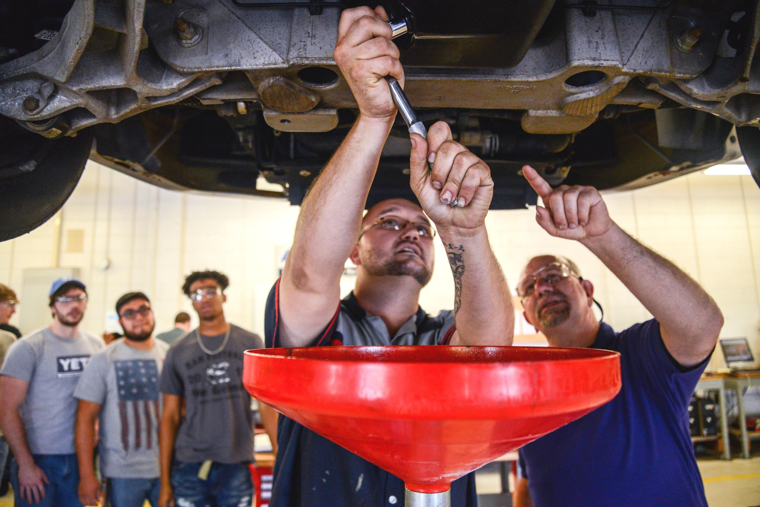 nate smith with automotive student 