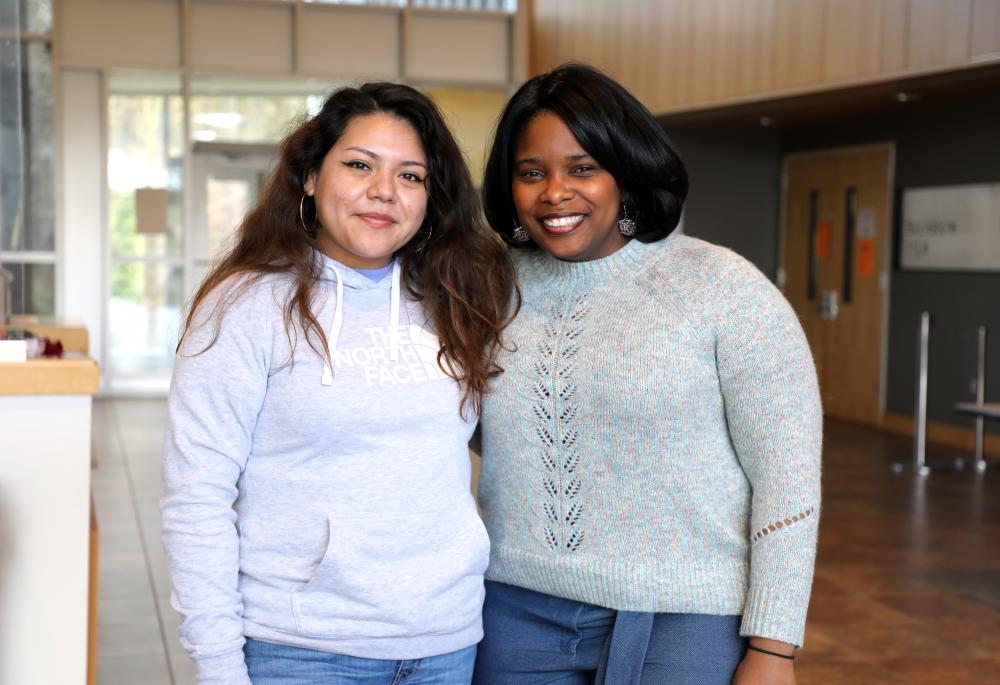 two women of color durham tech students 