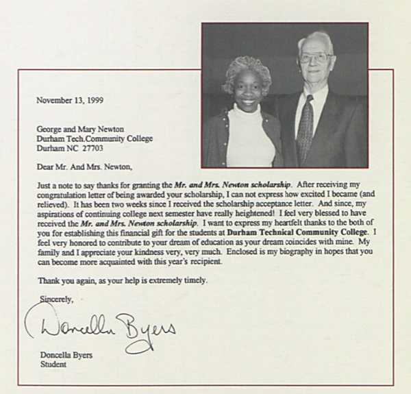 photocopy of letter with photo of two people at top right