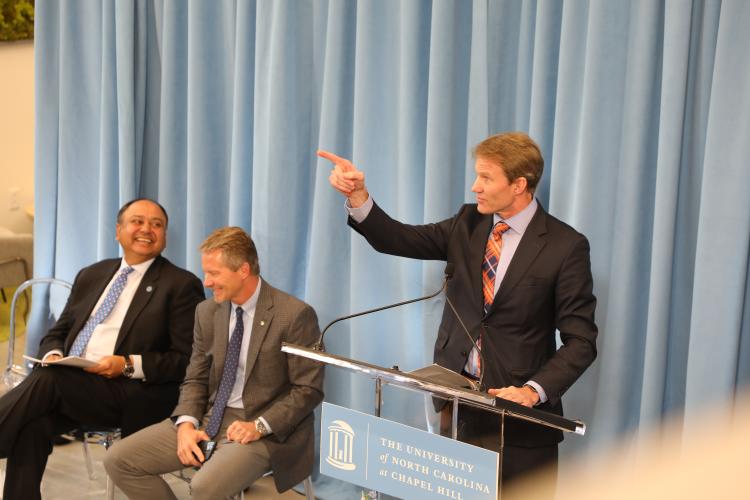 President J.B. Buxton speaks the opening of the Innovation Carolina Junction.