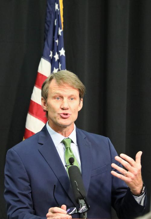J.B. speaking during inauguration