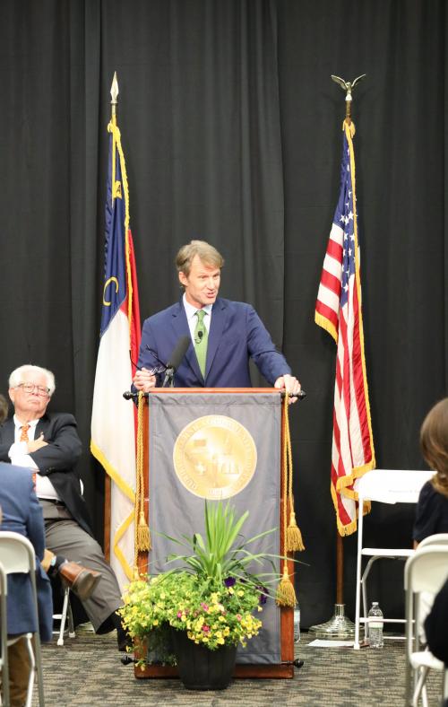 J.B. speaking during inauguration