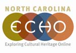 North Carolina ECHO logo with four colored circles with text underneath, "Exploring Cultural Heritage Online"
