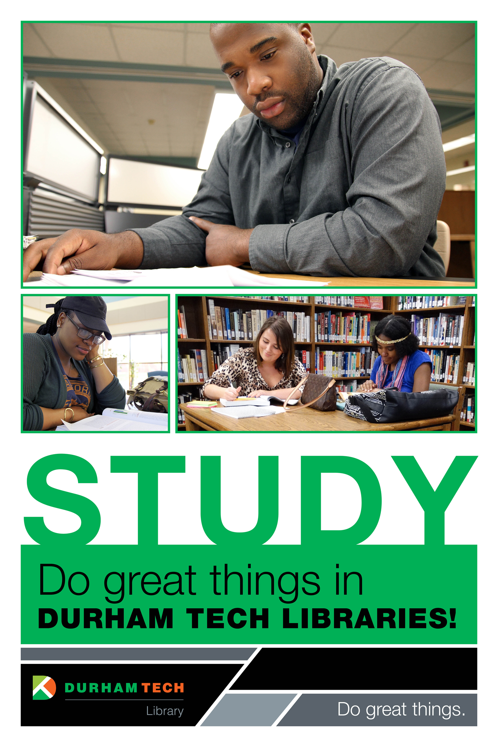 students working alone and together looking over notes and textbooks