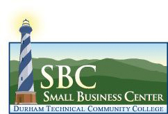 Small Business Center logo with a lighthouse and Durham Technical Community College