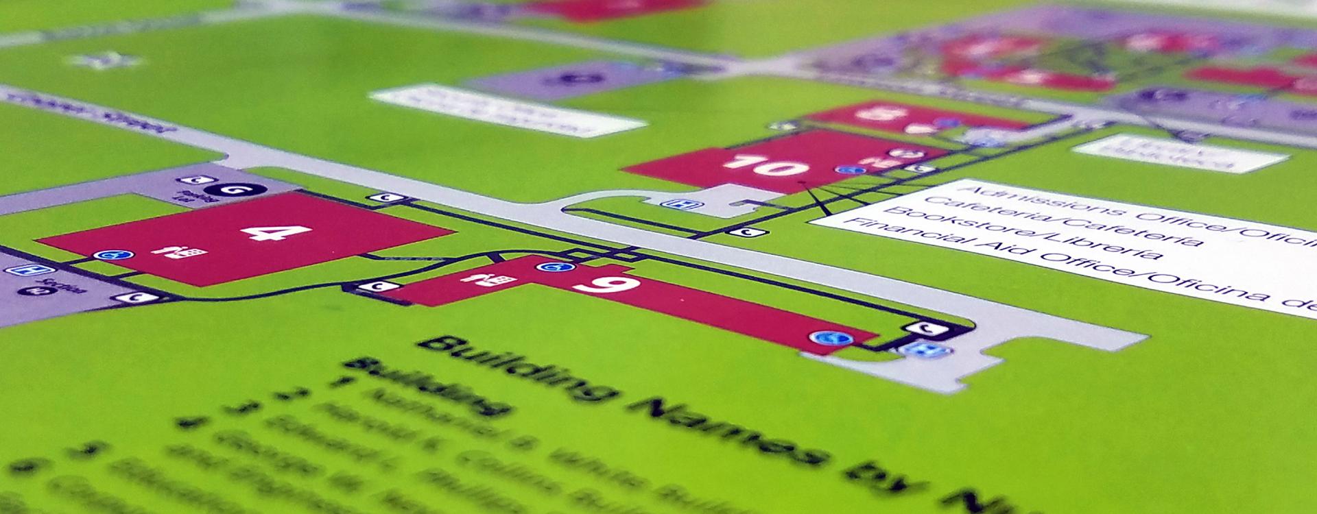 Close up photograph of campus map