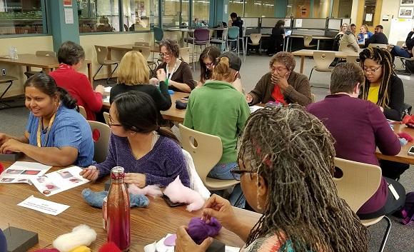 stdudents doing wool felting