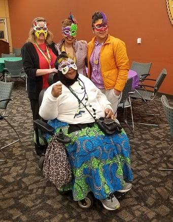 students wearing masks they created