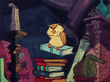 Books float through the air.