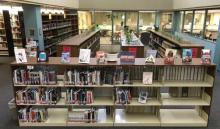 Main Campus Graphic Novel collection at bottom of staircase