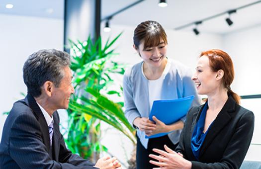 an interpreter translates during a business meeting