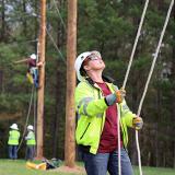 students training on electrical line truck and poles
