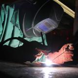 welding student works on project 