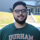 student in Spanish Interpreter program wearing a Durham Tech  t-shirt