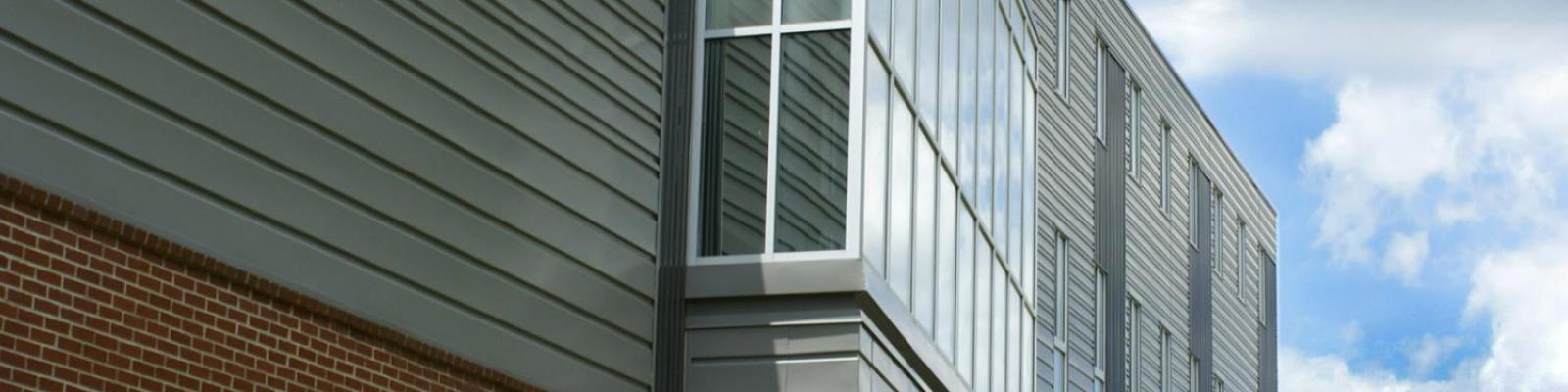 side of campus building