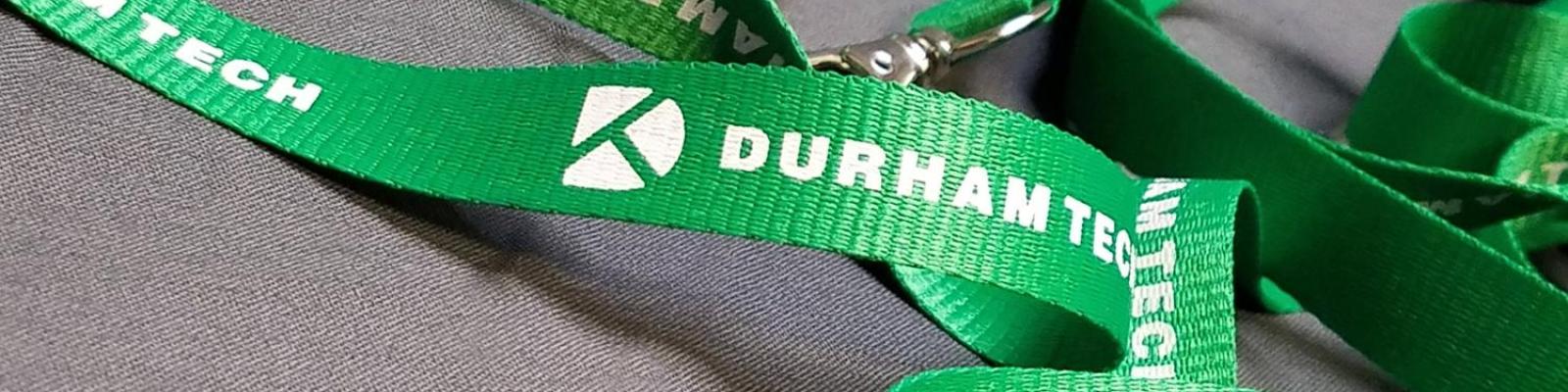 lanyard with Durham Tech printed on it